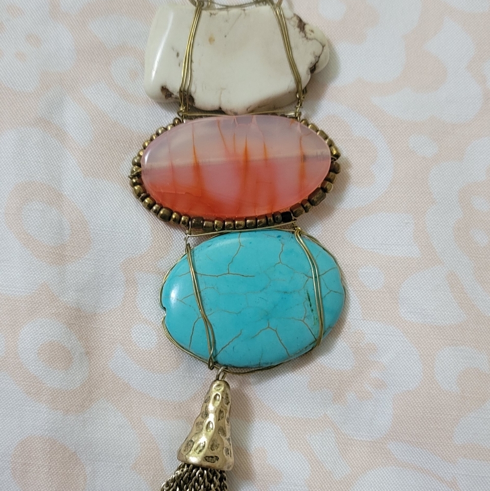 Natural Stone Tassel Boho Necklace - Picture 4 of 9